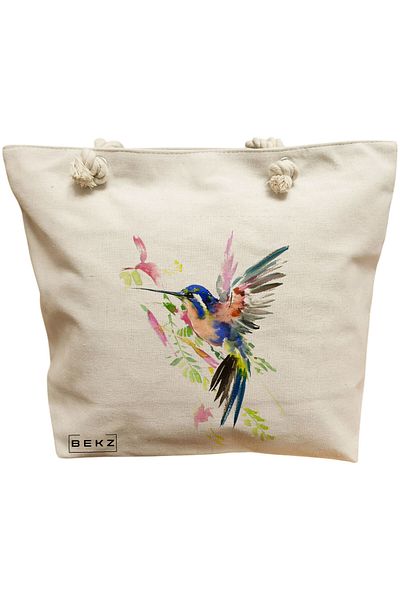 BEKZ Sacosa Textila Cu Fermoar, Geanta Tote, Model The Bookie Girl 37 38 X 34.5 Cm, Alb, ®