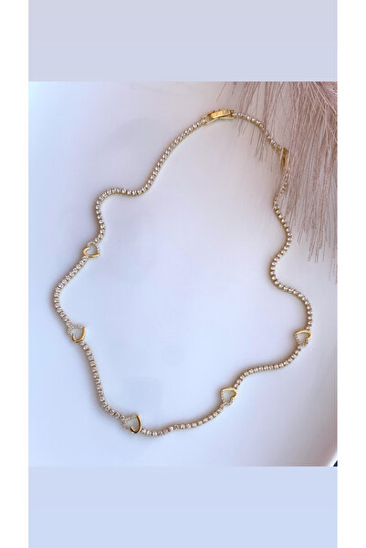 JustGAF قلادة من الفولاذ المقاوم للصدأ على شكل قلب ملون باللون الذهبي