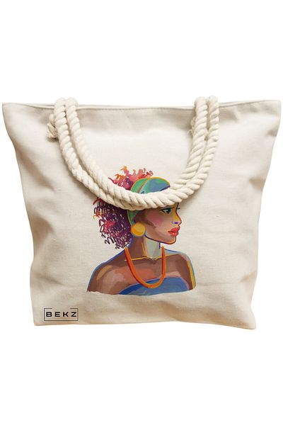 BEKZ Beach bag, model Portret Vibrant 4, 40x51 cm, Cream, BEKZ®