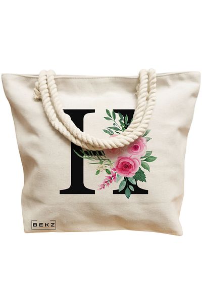 BEKZ Textile Bag With Zipper, Tote Bag, Model The Bookie Girl 9 38 X 34.5 Cm, ​​White, ®