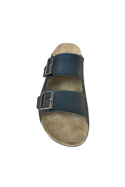 GEZER Men's Genuine Leather Sole Anatomical Double Buckle Slippers