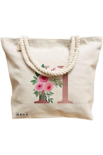 BEKZ Sacosa Textila Cu Fermoar, Geanta Tote, Model The Coffee Girl 2 38 X 34.5 Cm, Alb, ®