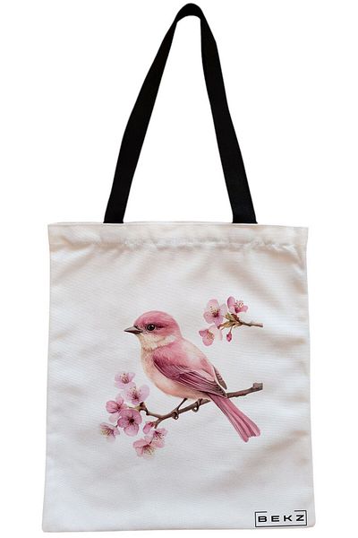 BEKZ Sacosa Textila Cu Fermoar, Geanta Tote, Cu Litera D Si Mandala, 38x34.5 Cm, Alba, ®