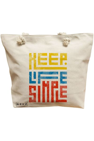 BEKZ Textile Bag With Zipper, Tote Bag, Model The Bookie Girl 25 38 X 34.5 Cm, ​​White, ®