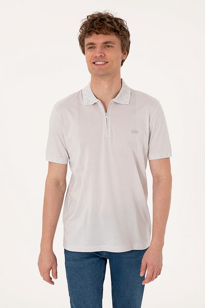 U.S. Polo Assn. Ανδρικό μπλουζάκι με φερμουάρ ανοιχτό γκρι 50300363-vr001