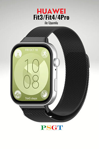 PSGT Huawei Watch Fit 3 / Fit 4 / Fit 4 Pro ile Uyumlu Kordon Hasır Örgü Meta...