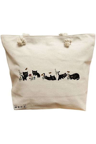 BEKZ Textile Bag With Zipper, Tote Bag, Model Labubu 24 38 X 34.5 Cm, ​​White, ®