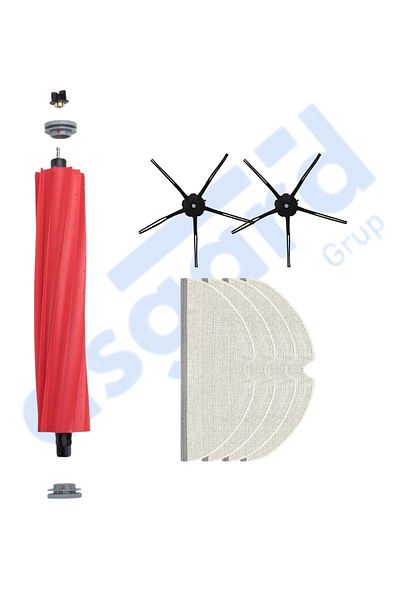 Asgard Grup Roborock Q7, Q7+, Q7 Max, Q7 Max+ Compatible 1 Main Brush 2 Side Brushes 4 Mops