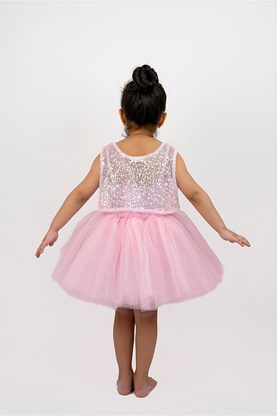 DUCA KIDS Glitter Rope Strap Snap Fastener Girls Body Fluffy Tutu Skirt Sequin Tulle Crop Set of 3