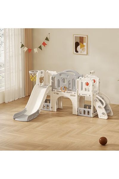 FULLJOY Slide with walkway with ladder with basketball and telescope 5*1