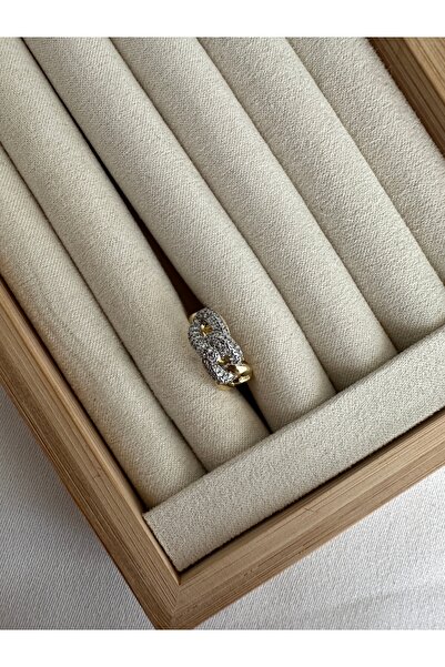 ringbox Gold Taşlı Zincir Kıkırdak Küpe Earcuff