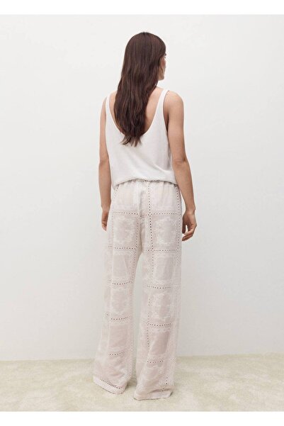 MANGO Woman %100 rami işlemeli pantolon