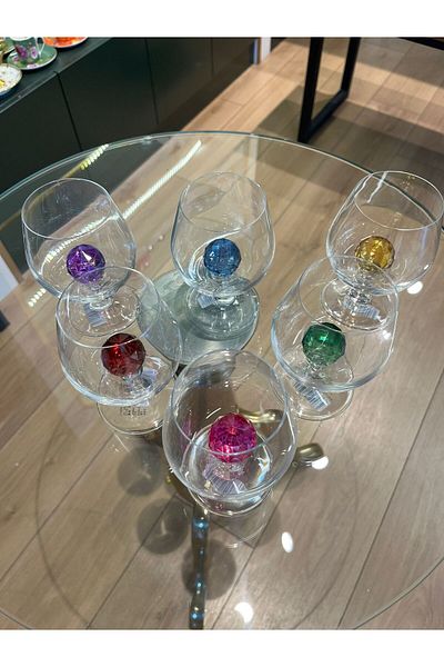 P&ORA PREMIUM KITCHEN PRODUCTS P&Ora Crystal Stone Colorful Coffee or Water Glass