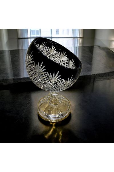 AYZ HOME Cut Crystal Glass Footed Half Moon Presentation Bowl 18 cm