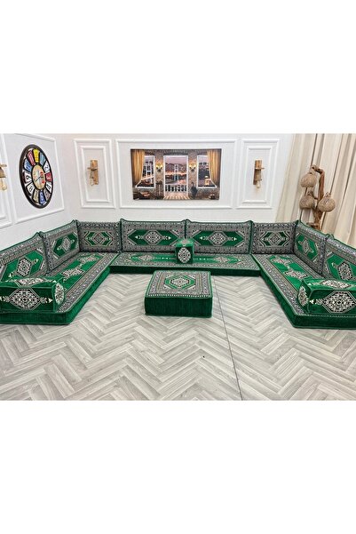 mdhomecarpet Şark Köşesi Takımı %100 Yerli Üretim | Özel Dokuma Kumaş | 10 cm Çökmeyen Sünger Minder