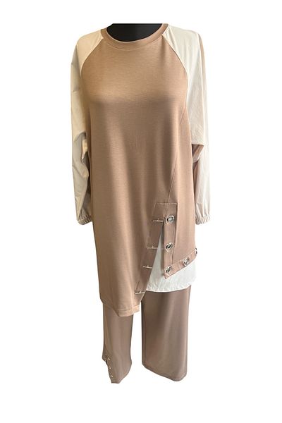FATMA DANIŞMAN Plus Size Double Tunic Suit with Staple Detail