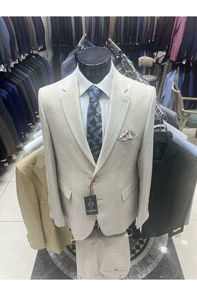 MASSARO Linen Men's Suit (100% Slim Light Linen) with Drawband Pants