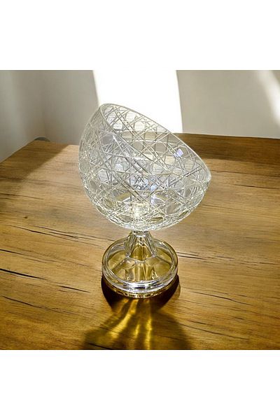 AYZ HOME Cut Crystal Glass Footed Half Moon Presentation Bowl 18 cm