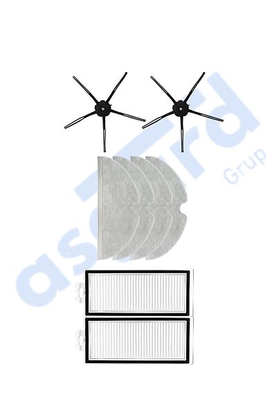 Asgard Grup Roborock Q7, Q7+, Q7 Max, Q7 Max+ Compatible 2 Side Brushes 2 Filters 4 Mops