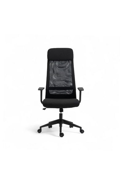 Kiwari ® Nur Office Chair, Metal Frame, Lumbar Support, Fixed Arms, Gas Lift, Fabric & Mesh, Black