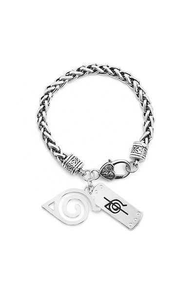 Tessero - Brățară bărbătească cu pandantiv Naruto, oțel inoxidabil, placată cu argint