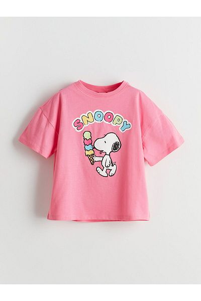 LC Waikiki Crew Neck Snoopy Printed Girls' Shorts Pajama Set