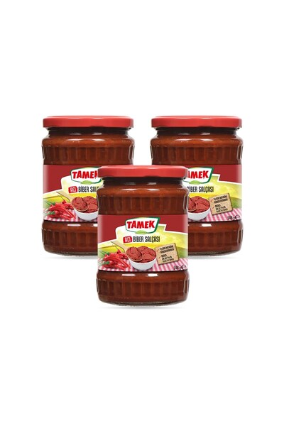 TAMEK Biber Salçası Acı 540 gr Cam x 3 Adet