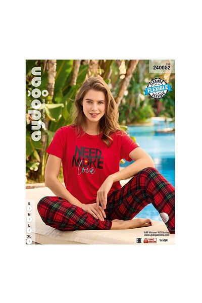 Aydoğan Squishy Elasticity: Women's Short Sleeve Sleepwear Set