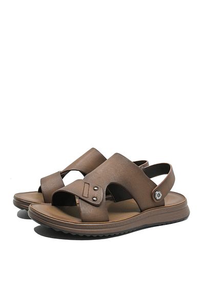 Mels Comfortable men's sandals Mels, light brown made of genuine leather