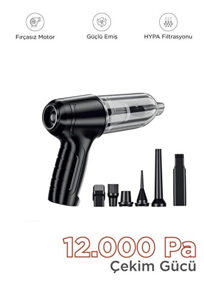 Genel Markalar LT-107C Mini Çok Fonksiyonlu Üflemeli Şarjlı Araç Süpürgesi El...