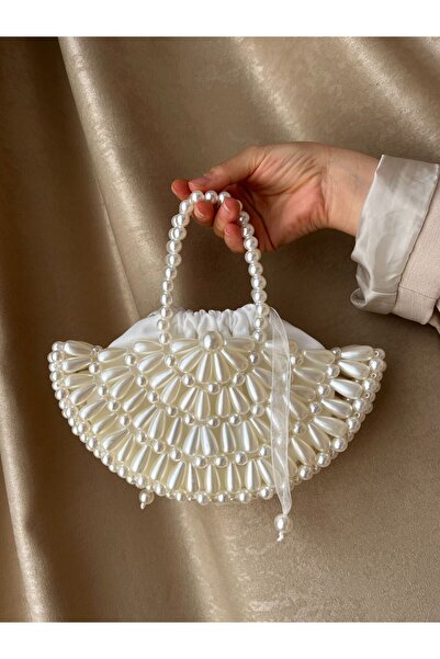 ENT COLLECTİON Damla Iç Istiridye Midye Inci Çanta - Abiye Çanta - El Çantası...