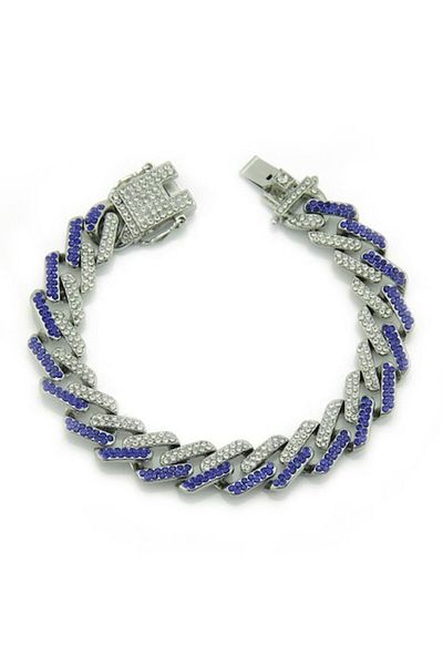 xUPING Bratara Cuban Chain culoare dubla, placat cu aur 18K, pietre zirconiu