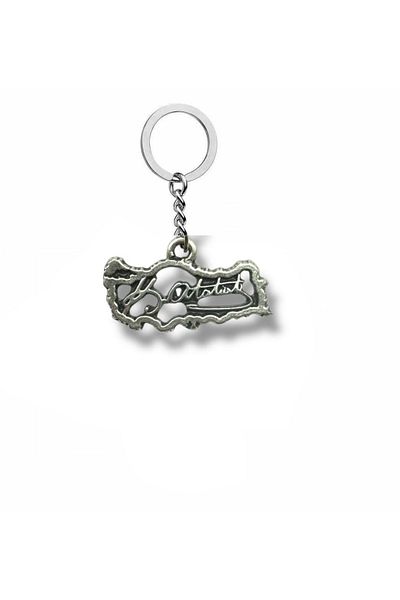 Herşey Nota Metal Keychain with Atatürk Signature and Türkiye Map Figure – Silver Color Unisex Accessory