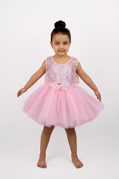 DUCA KIDS Glitter Rope Strap Snap Fastener Girls Body Fluffy Tutu Skirt Sequin Tulle Crop Set of 3