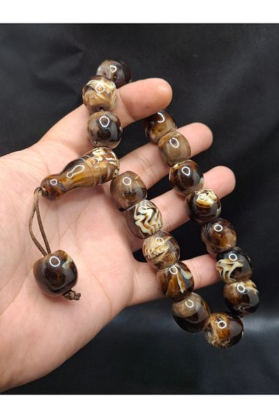 Han Ticarethane Custom Luxury Model Mascot Powder Amber Prayer Beads in Coffee Tones