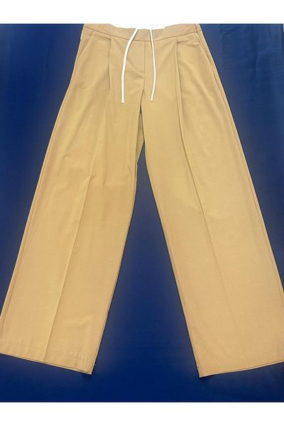 HANIMCA GİYİM Women's Pants with Fabric Belt, Side Pockets, Comfortable Fit, Full Length, Wide Leg