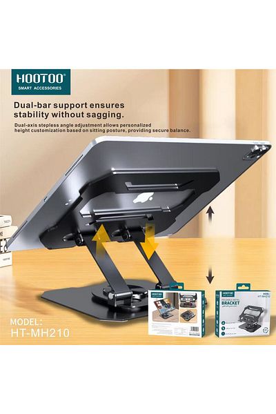 HooToo HOTO HT-MH210 360° Rotating iPad Stand - Aluminum Base with Cooling Vents and Adjustable Stable Design