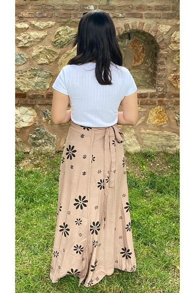 Sobe Hediyelik Fusta înfășurată în talie cu model floral - Model de vară cu cravată - cu centură
