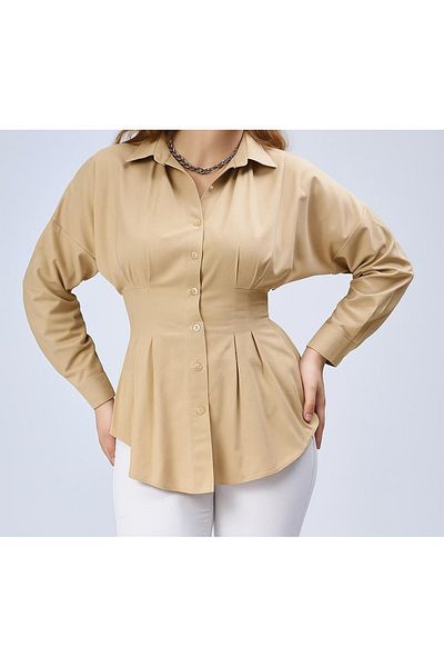 EMMAS CLOTHİNG Cămașă Camel plisată pentru femei