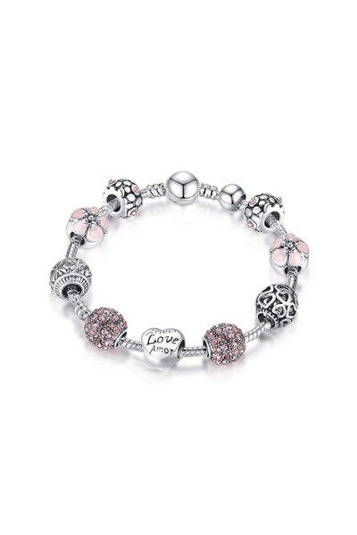 Tessero Brățară de damă cu 10 pandantive, placată cu argint, 18 cm, argint