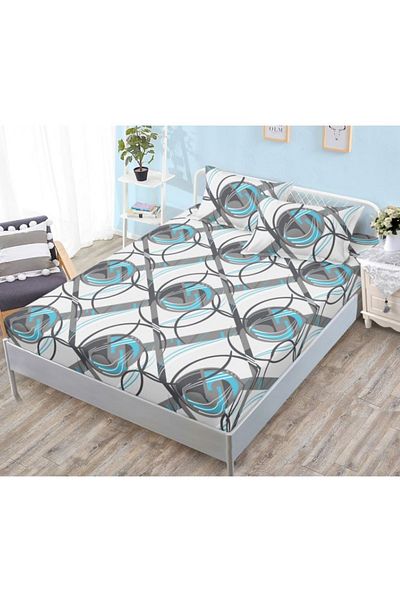 OEM Bed cover with elastic and 2 pillowcases, finet fabric, 2-person bed, 180x200cm