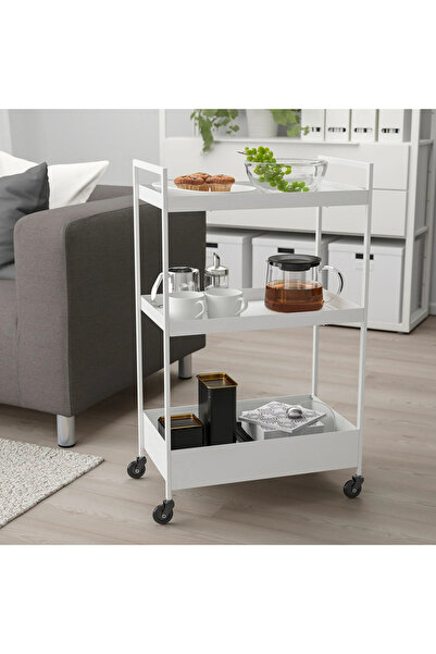 IKEA Premium Servis Arabası Beyaz Renk 50.5x30x83 Cm