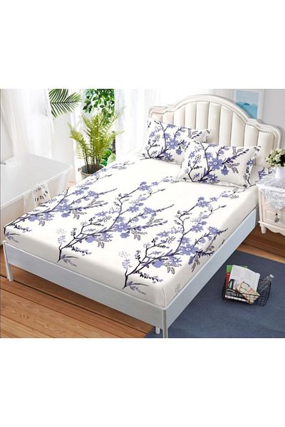 OEM Bed cover with elastic and 2 pillowcases, finet fabric, 2-person bed, 180x200cm