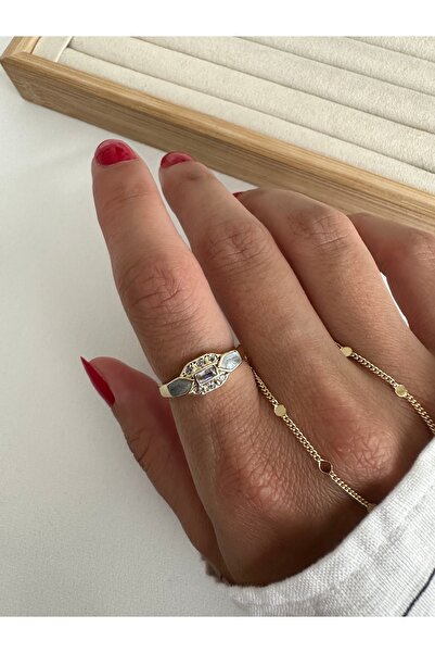 ringbox Quadrilateral Gray Enamel Ring