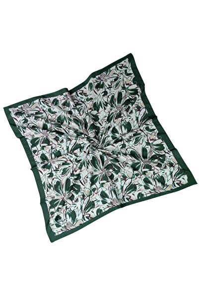 mim eşarp Vav Silk Γυναικείο Μικρο Τυλιγμένο Φουλάρι με λουλουδάτο σχέδιο