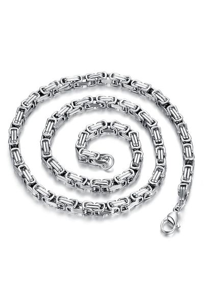 Tessero - Colier, model bizantin, placat cu aur de 18K, 6mm, 55 cm, oțel inoxidabil, argint