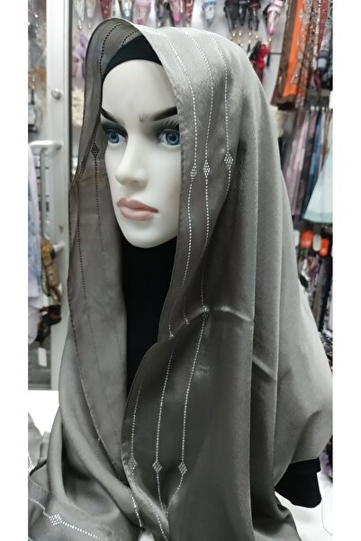 hilalay Gri Taşlı Abiye Şal