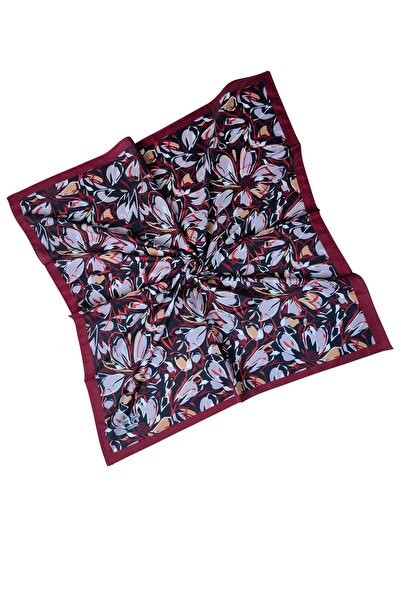 mim eşarp Vav Silk Γυναικείο Μικρο Τυλιγμένο Φουλάρι με λουλουδάτο σχέδιο