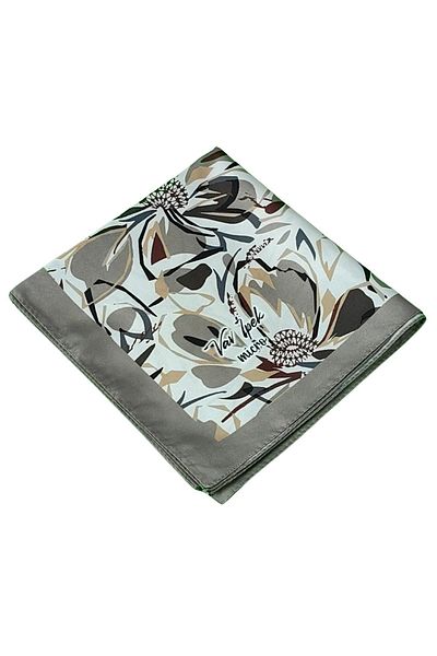 mim eşarp Vav Silk Γυναικείο Μικρο Τυλιγμένο Φουλάρι με λουλουδάτο σχέδιο