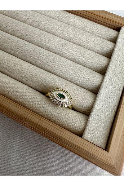 ringbox Gold Green Stone Eye Little Finger Ring